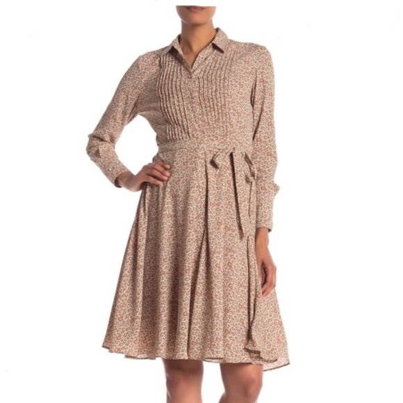 Nanette Lepore Dresses & Skirts - Nanette Lepore leopard tie button front dress 10
